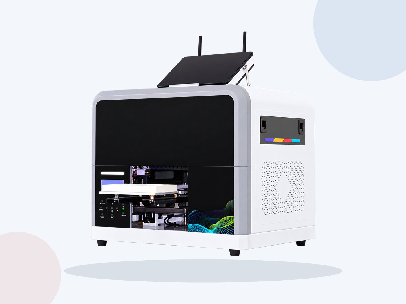 Full view of a custom enclosed UV printer